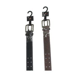 Men’s Top Leather Double Sided Stitched Casual Jeans Solid Belts Black